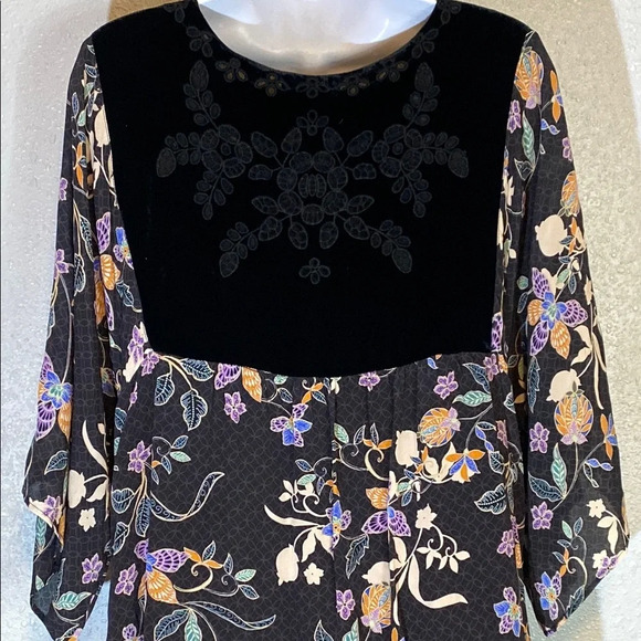 Johnny Was Jade Black Burnout Dolman Sleeve Floral Midi Sundress - Picture 8 of 13